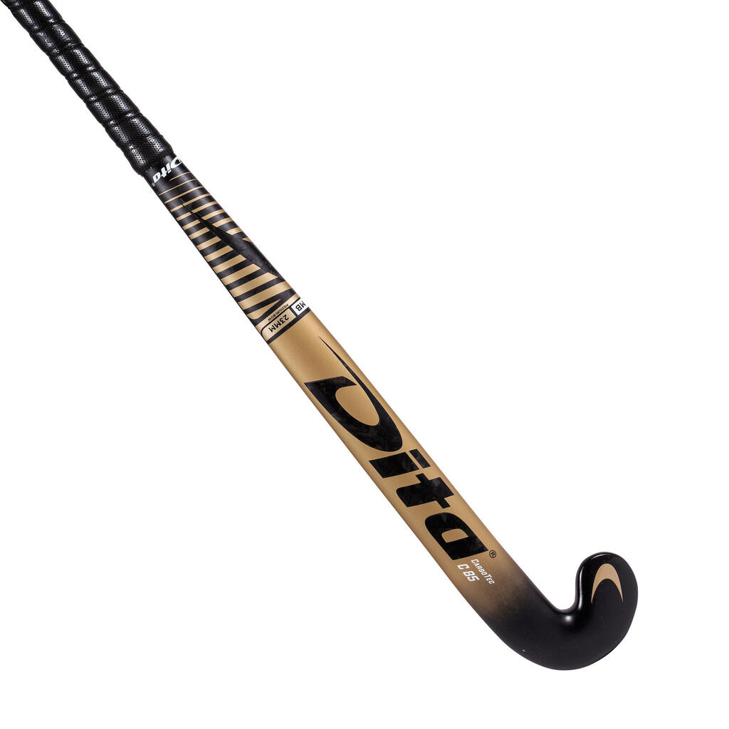 Adult Advanced 85% Carbon Mid Bow Field Hockey Stick CompoTecC85 - Gold/Black