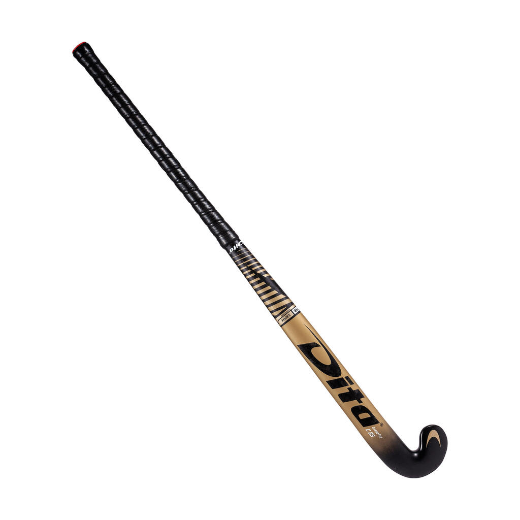 Hokejka pre skúsených dospelých hráčov mid bow 85% karbón Compotec C85 čierno-zlatá