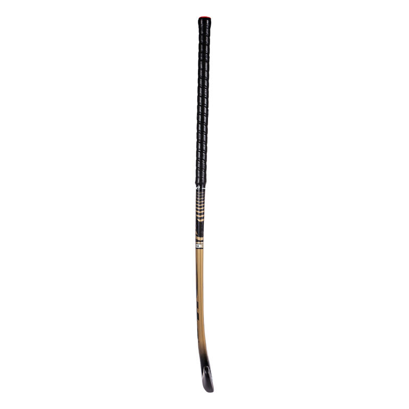 Hockeystick voor expert volwassenen mid bow 85% carbon CarboTec C85 goud zwart