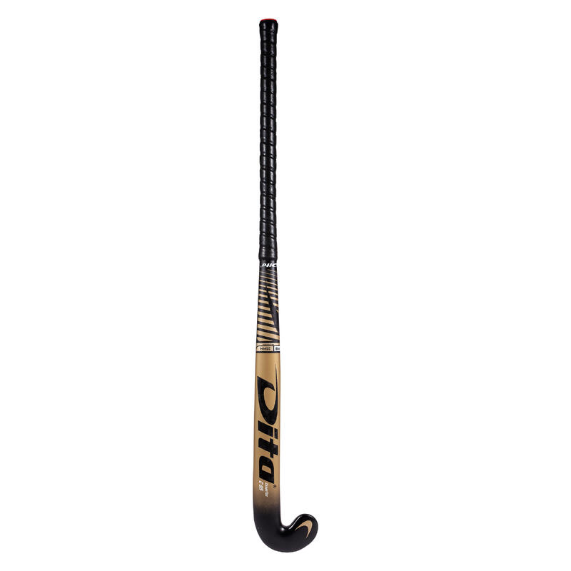 Hockeystick voor expert volwassenen mid bow 85% carbon CarboTec C85 goud zwart