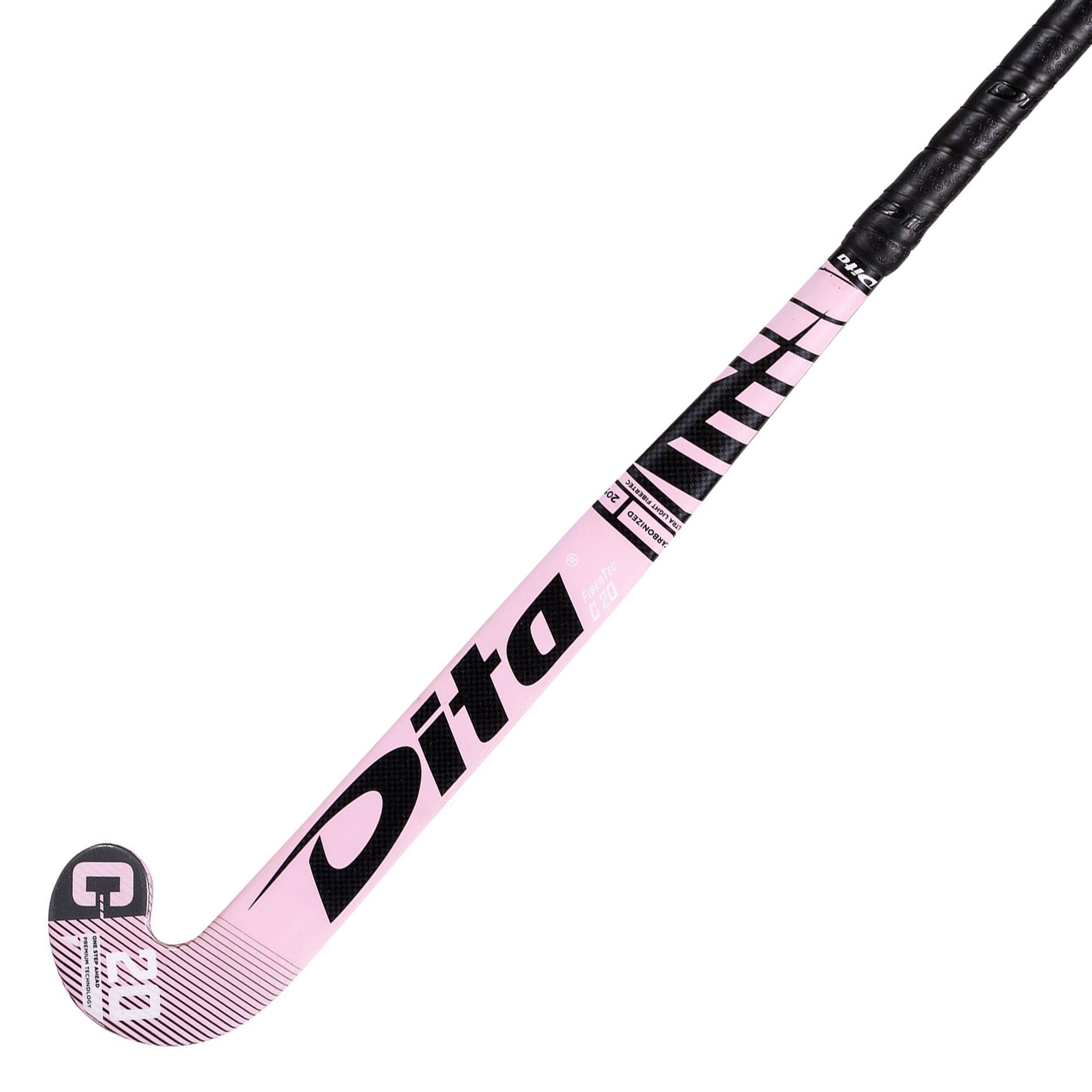 Stick de hockey ado 20% carbone midbow Fibertec C20 Rose 2/8