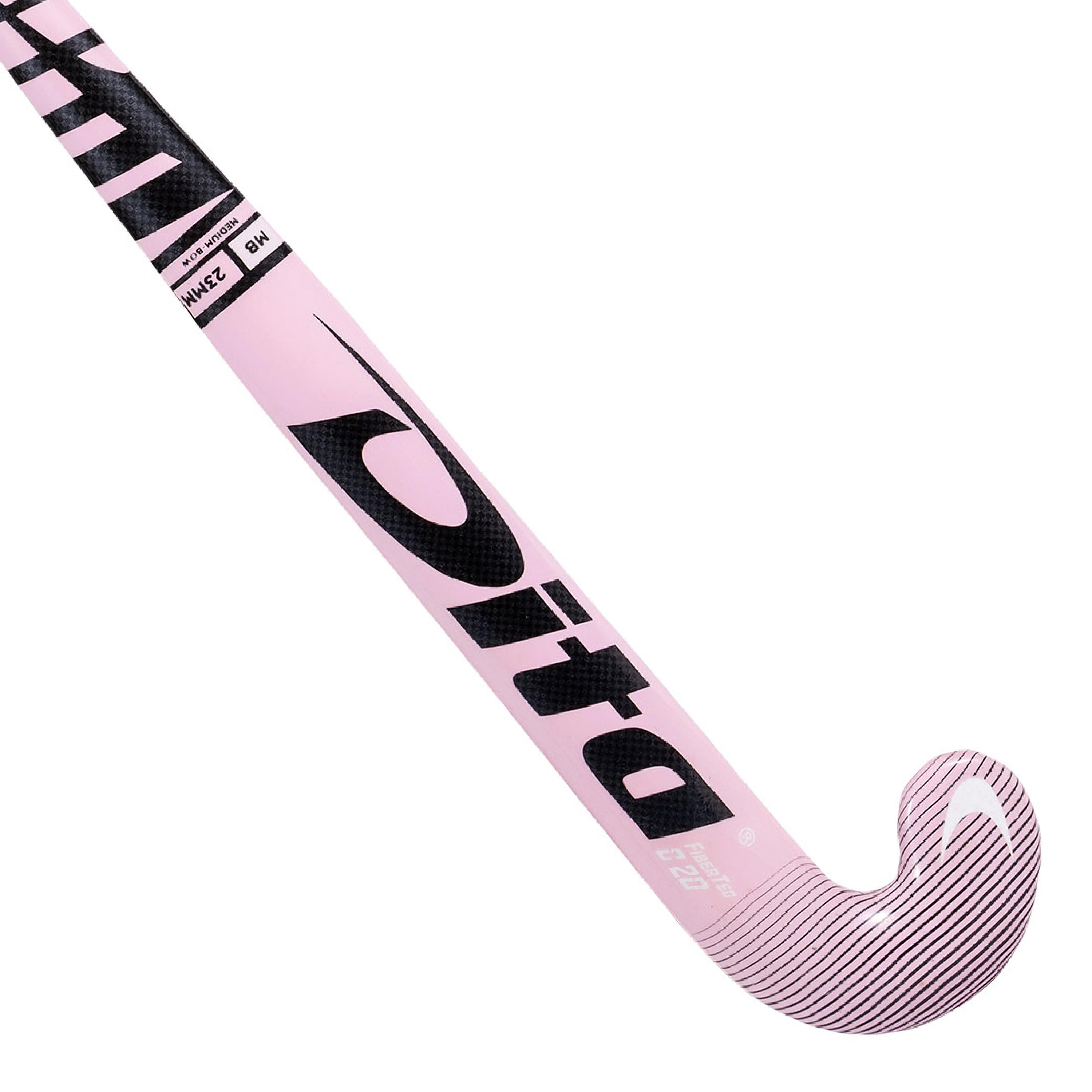 Youth Mid Bow Field Hockey Stick 20% Carbon FiberTec C20 - Pink 8/10