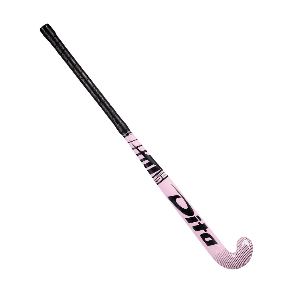 Detská hokejka 20 % karbón mid bow Fibertec C20 ružová