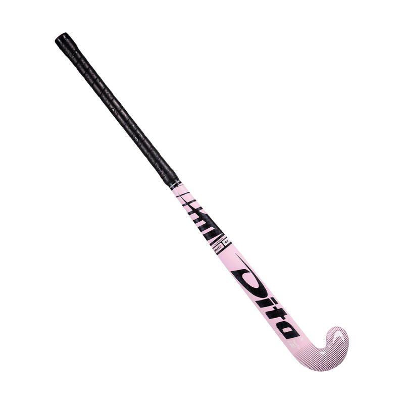 Veldhockeystick voor tieners Fibertec C20 mid bow 20% carbon roze