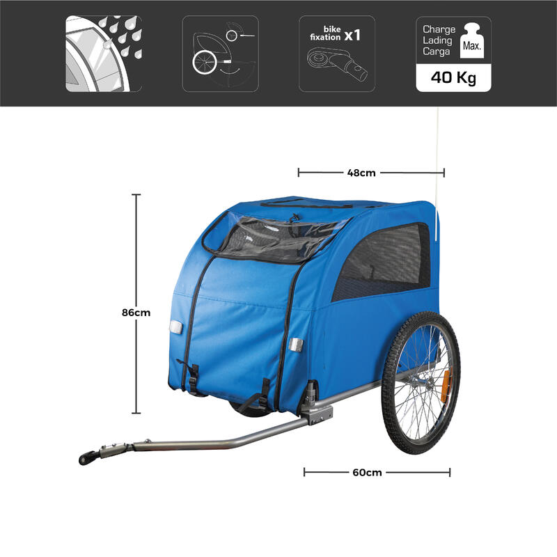 Remorque Velo Chien, Remorque Transport Chien, Remorque vélo pour Petits et  Moyens Chiens de Moins de 40 kg