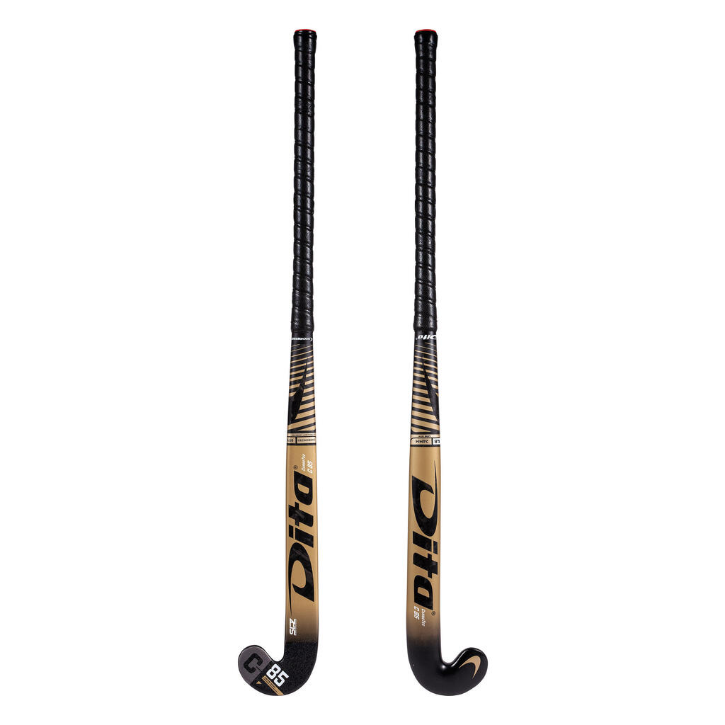 Adult Advanced 85 % Carbon Low Bow Field Hockey Stick CarboTec C85 - Gold/Black