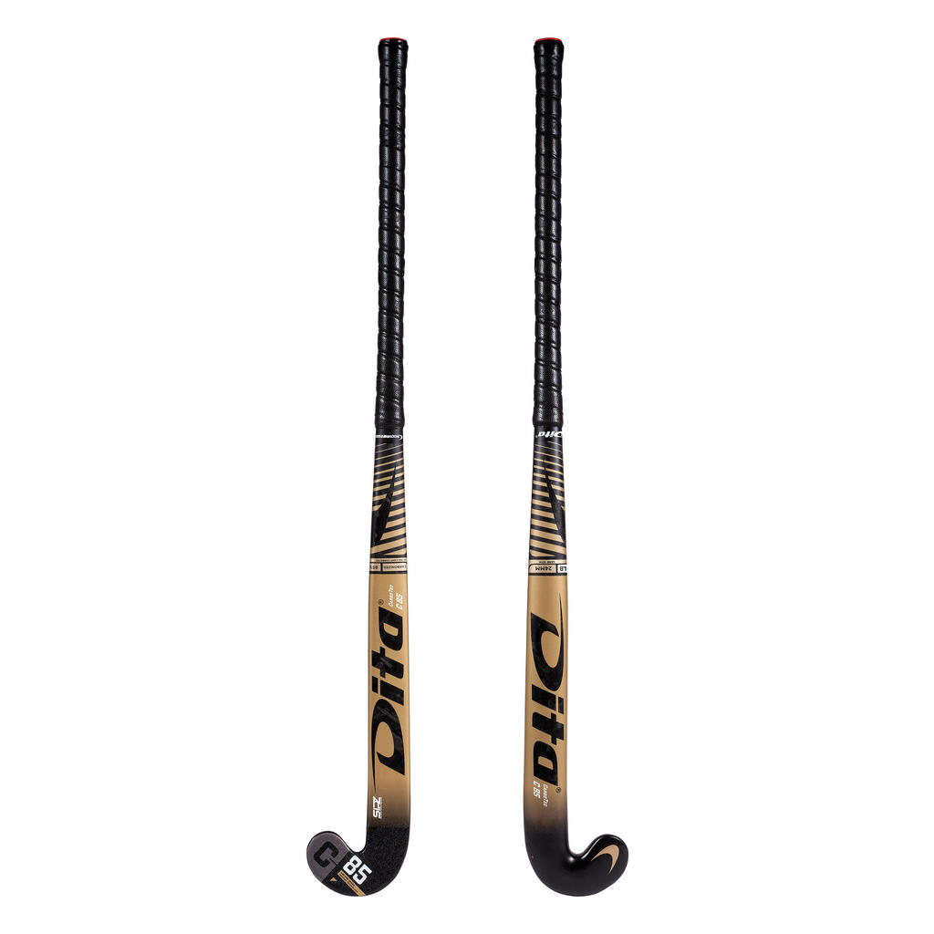 Damen/Herren Feldhockeyschläger Experten Low Bow 85 % Carbon - CarboTec C85 LB gold/schwarz 