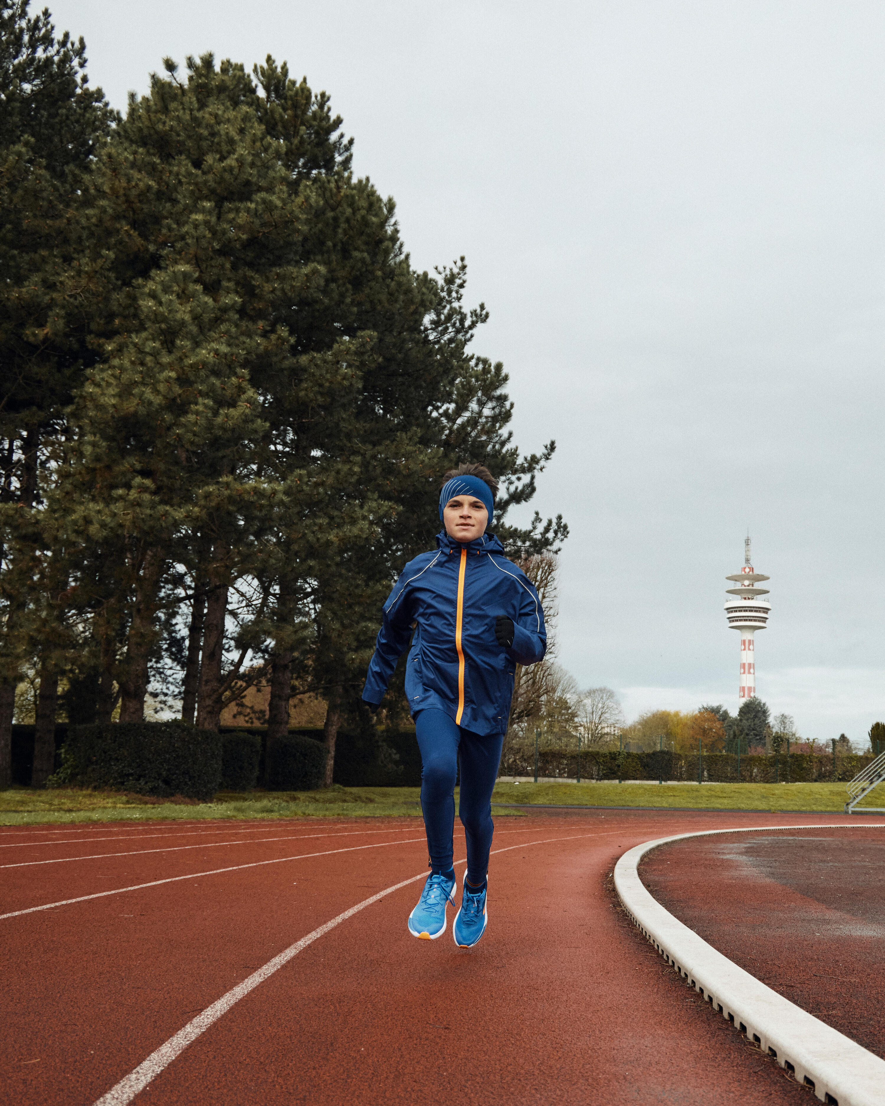 KIPRUN RAIN kid's waterproof running jacket - Blue/Orange 21/21