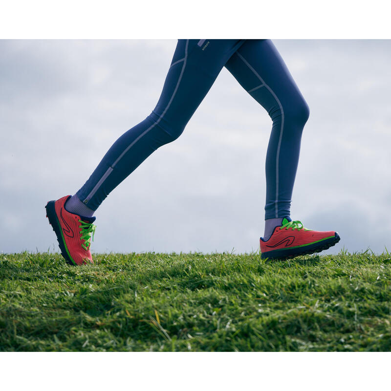 Calças Justas Respiráveis com Fecho de Corrida Menina KIPRUN DRY+ 500 Cinza/Malva