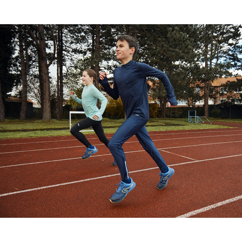 Pantalon Iarnă călduros Alergare Kiprun Warm Bleumarin-Gri Copii