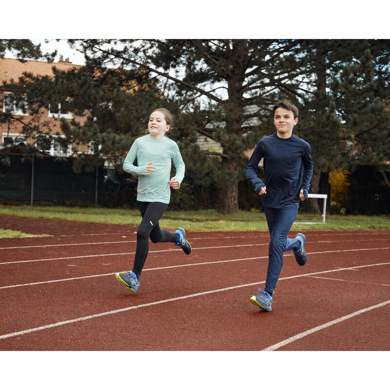 Dětské tričko s dlouhým rukávem na atletiku Kiprun Skincare světle zelené