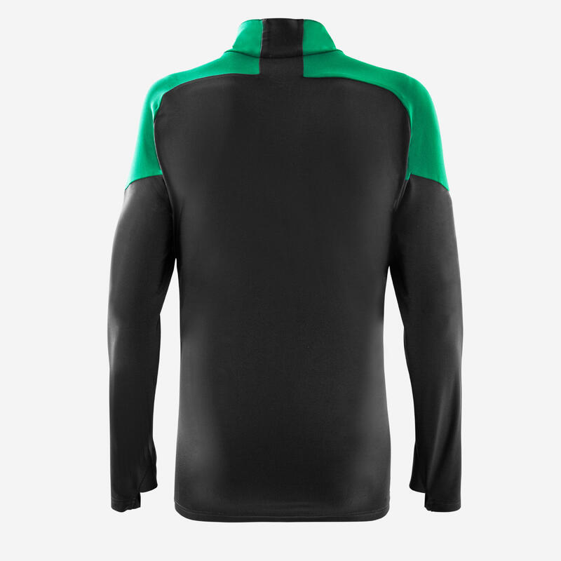 Voetbalsweater met halve rits VIRALTO CLUB donkergrijs/groen