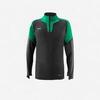 Voetbalsweater met halve rits VIRALTO CLUB donkergrijs/groen