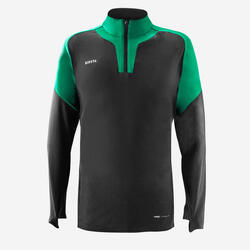 Voetbalsweater met halve rits VIRALTO CLUB donkergrijs/groen
