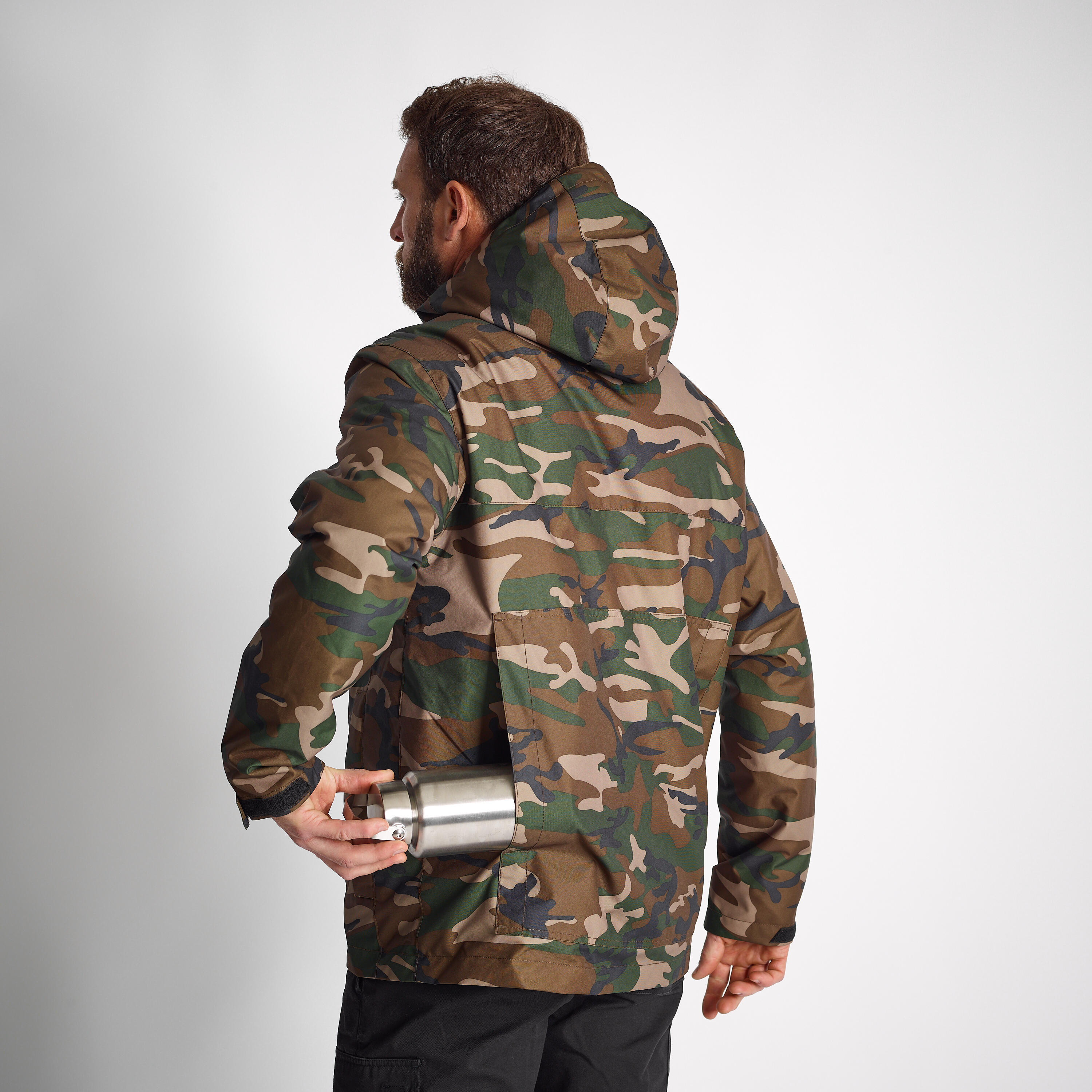 WARM WATERPROOF JACKET 100 CAMO WOODLAND 5/10