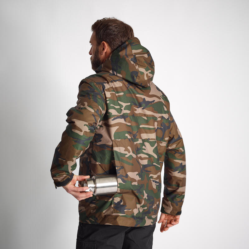 Warme waterdichte jas 100 camouflage Woodland