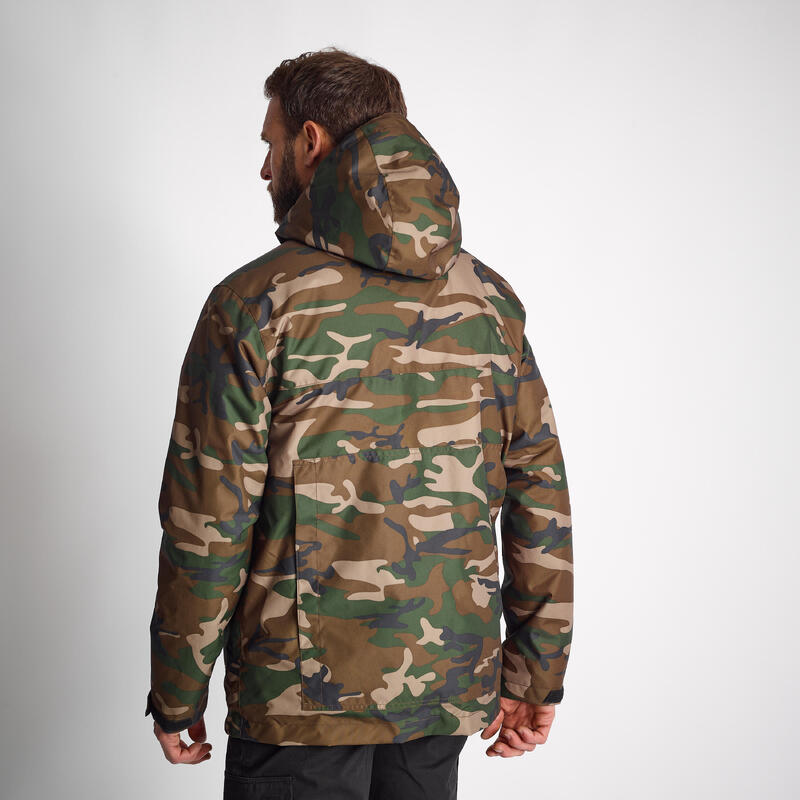 Warme waterdichte jachtjas 100 camouflage Woodland