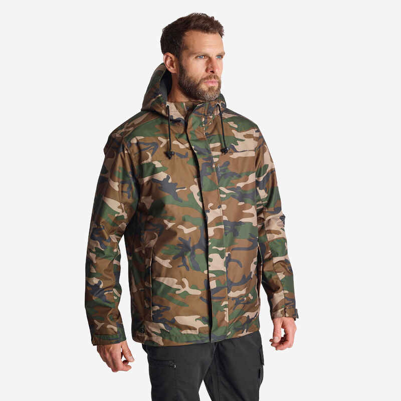 WARM WATERPROOF JACKET 100 CAMO WOODLAND