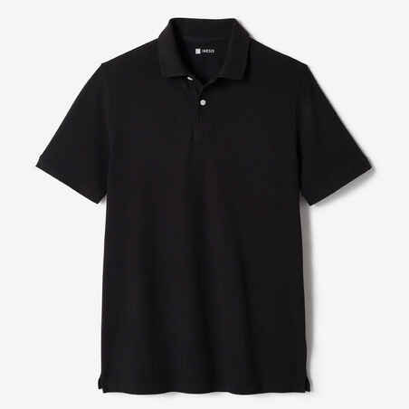 Men's golf cotton short-sleeved polo shirt - MW500 Black