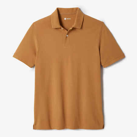 Men’s golf cotton short-sleeved polo shirt - MW500 Hazelnut