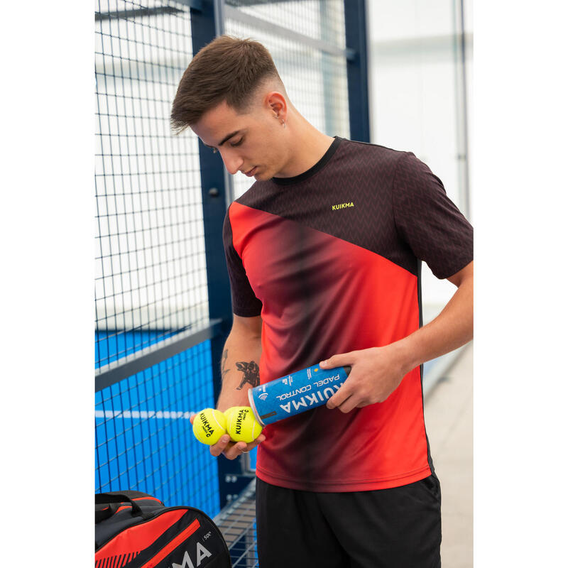 T-shirt de padel manches courtes respirant Homme - 500 rouge noir