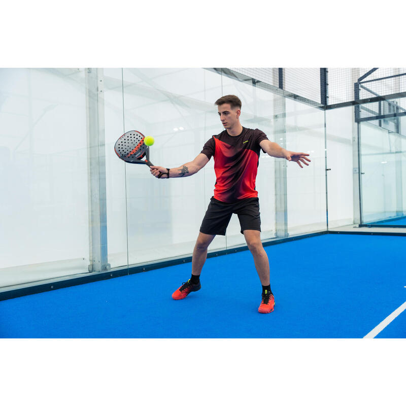 Tricou Respirant Padel PTS500 Roșu-Negru Bărbați