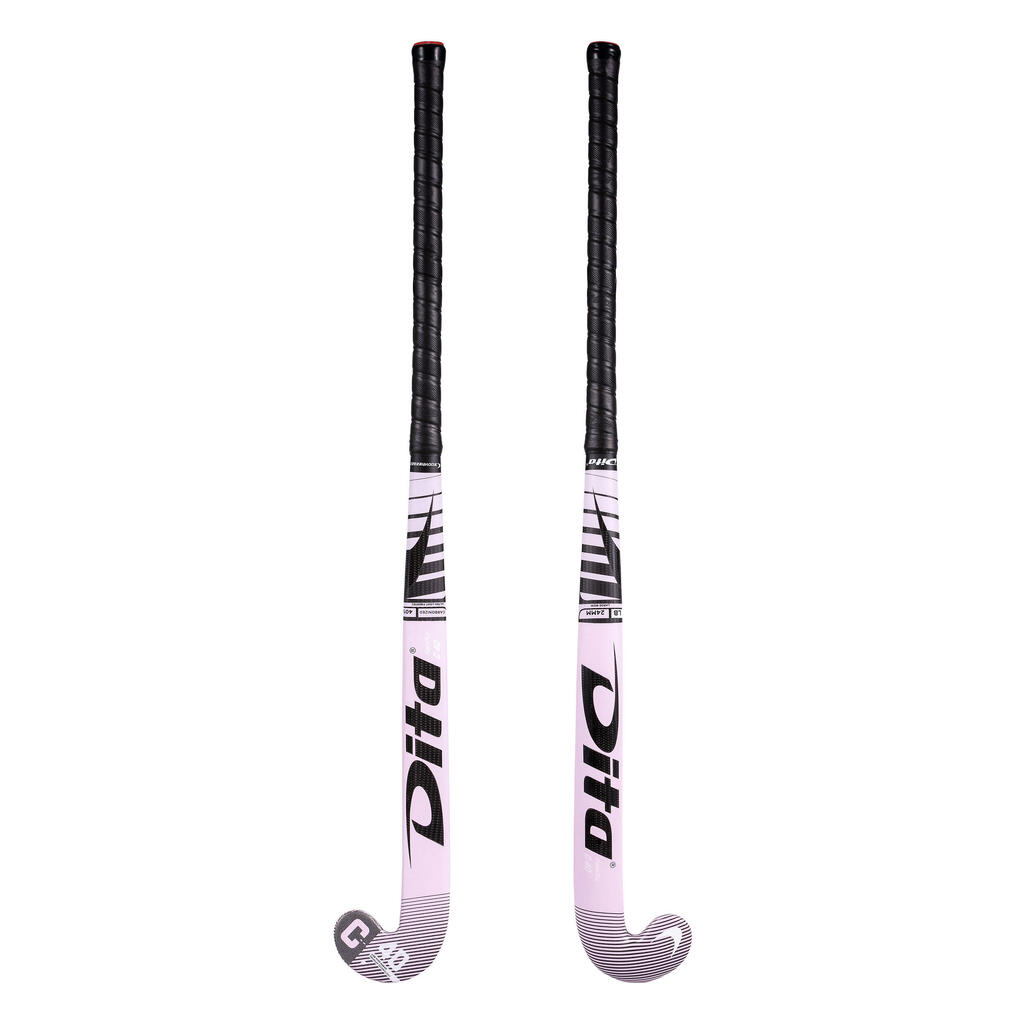Intermediate 40% Carbon Mid Bow Field Hockey Stick FiberTecC40 - Light Pink