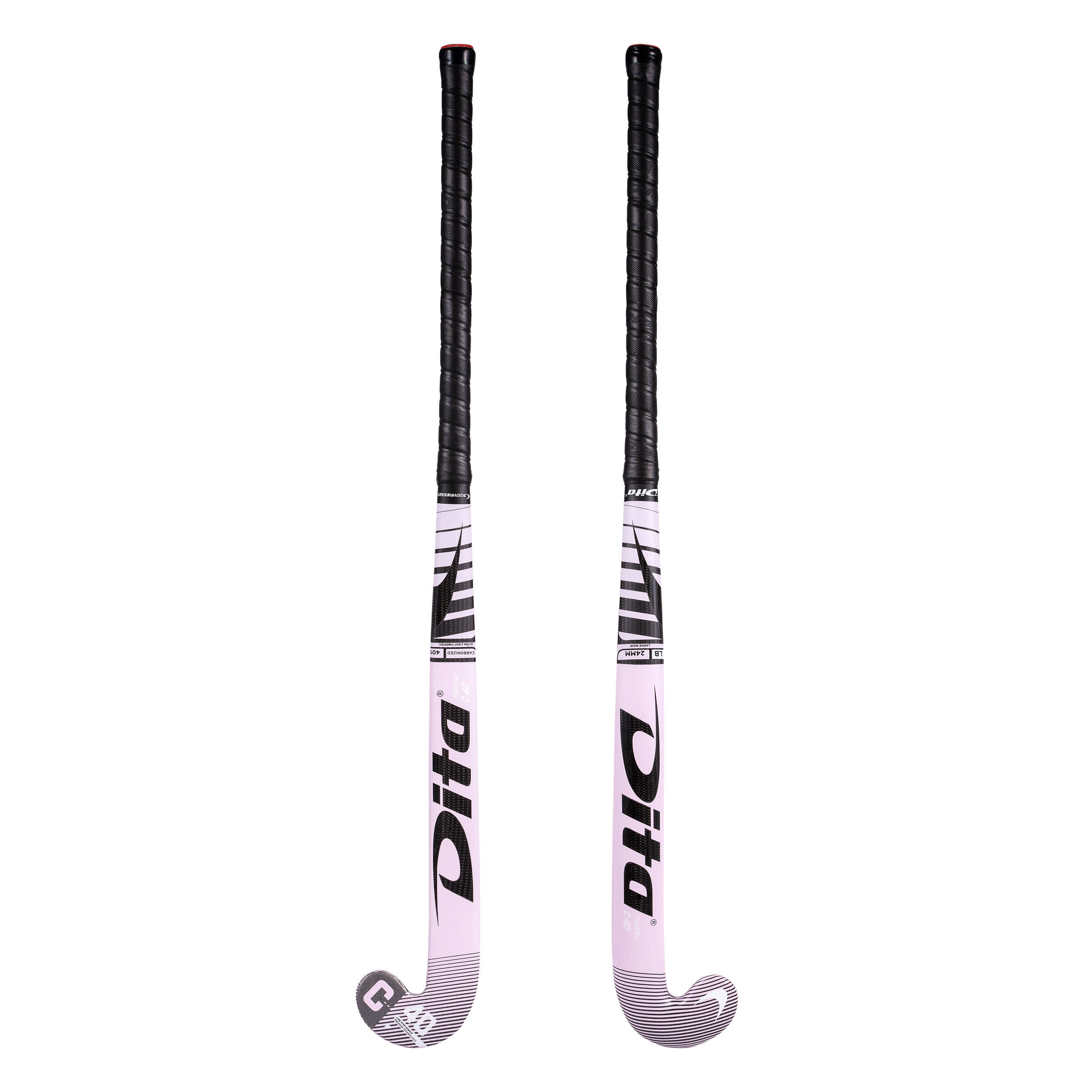 Feldhockeyschläger Erwachsene Low Bow 40% Carbon FiberTecC40 hellrosa 5/8