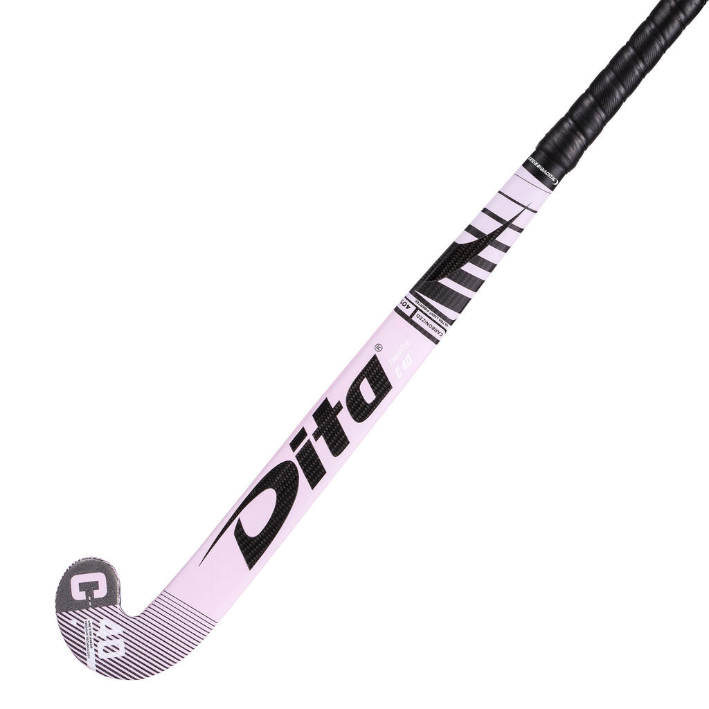 Intermediate 40% Carbon Mid Bow Field Hockey Stick FiberTecC40 - Light Pink