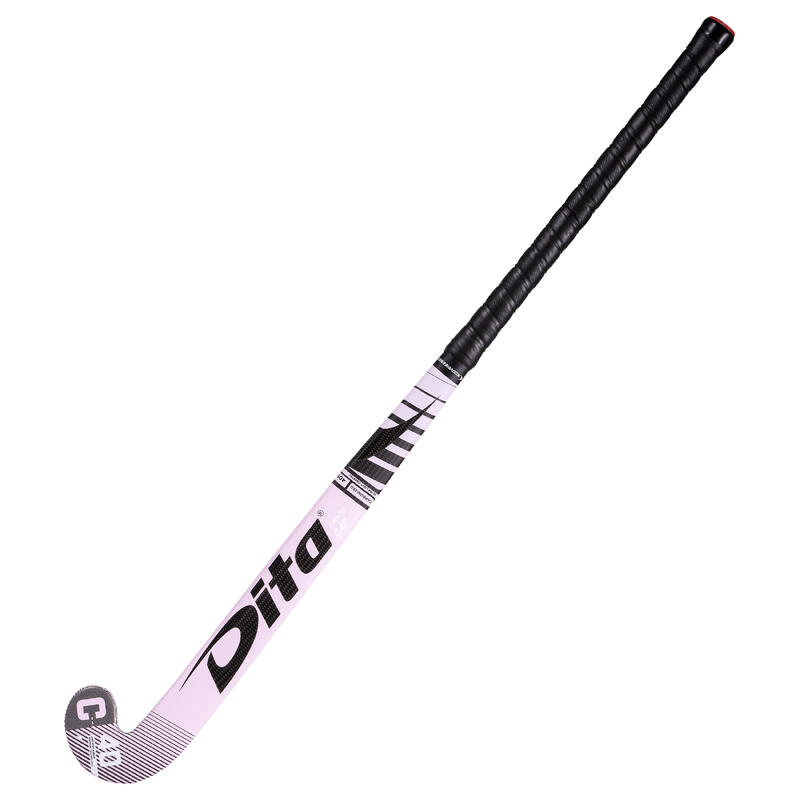 Hockeystick voor gevorderde volwassenen low bow 40% carbon FiberTec C40 lichtroze