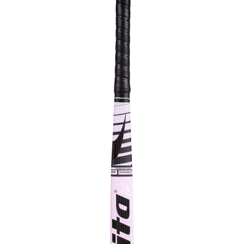 Hockeystick voor gevorderde volwassenen low bow 40% carbon FiberTec C40 lichtroze