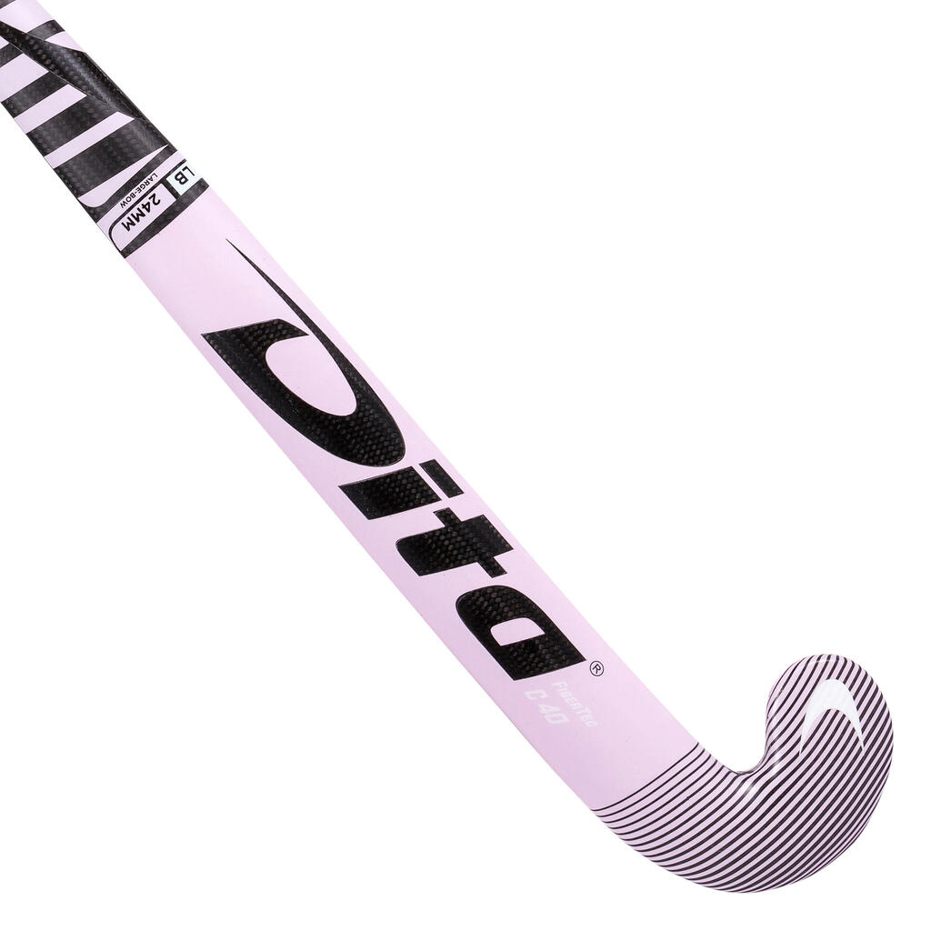 Damen/Herren Feldhockeyschläger Fortgeschrittene Low Bow 40 % Carbon - FiberTecC40 hellrosa 