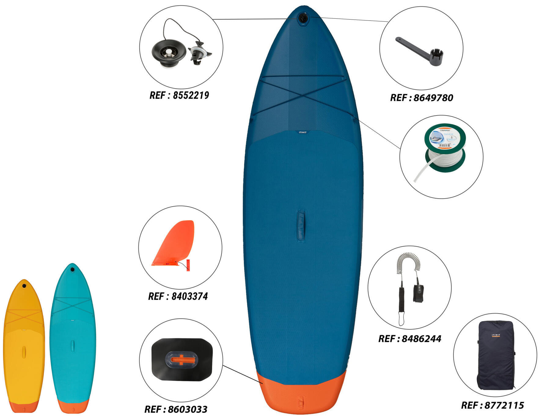 STAND-UP PADDLE INSUFLÁVEL 100 8' / 9' / 10':instruções, reparação