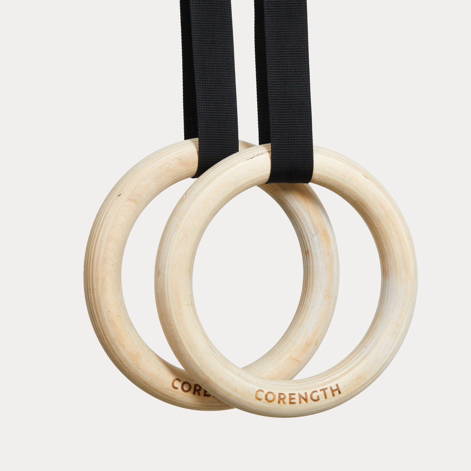Cross Training Rings, Adjustable with Ergonomic Grip, Wooden Ring - Black