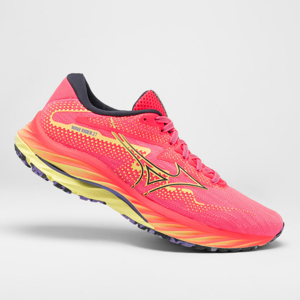 Women's Mizuno Wave Rider 27 Running Shoes - pink / umber blue / luminous