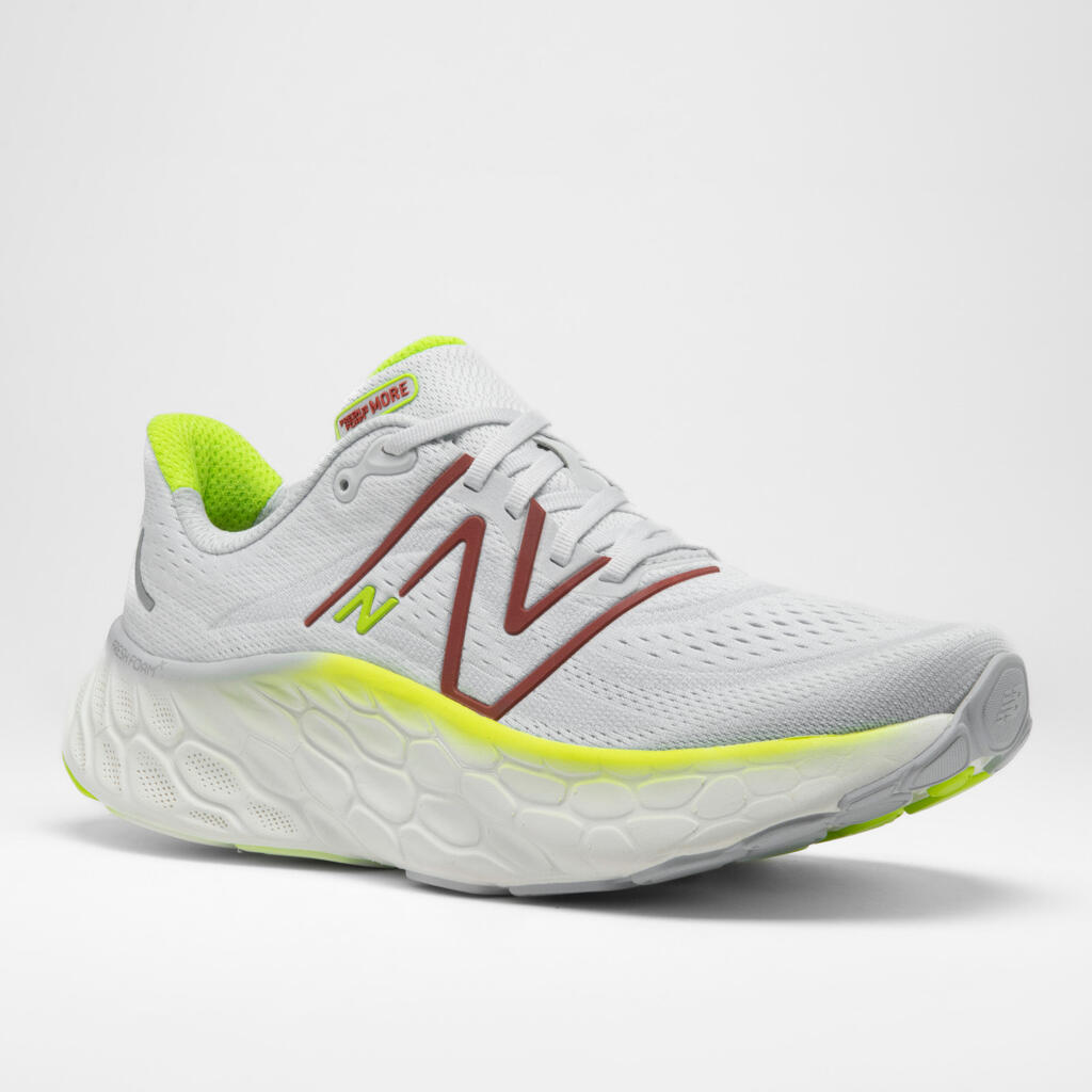 MEN'S NEW BALANCE MORE V4 RUNNING SHOES - WHITE YELLOW