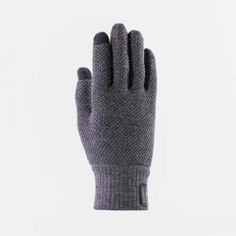 TREKKING GLOVES TREK500 PINEAPPLE GLOVE GREY