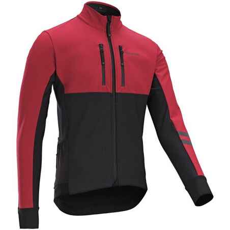 Vyriška žieminė plento dviračių sporto striukė „Endurance“, juoda ir tamsiai raudona