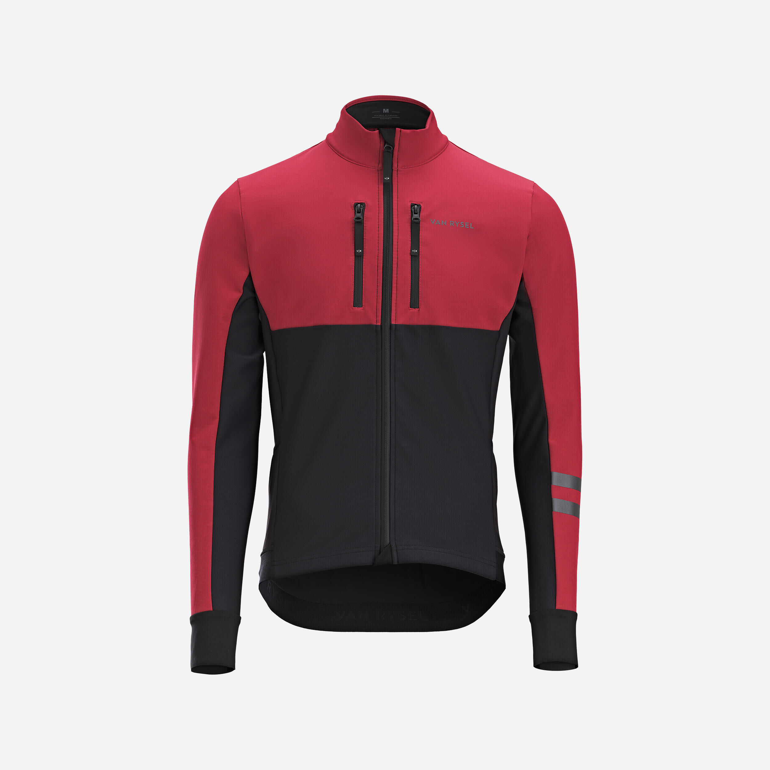VAN RYSEL Men's Winter Road Cycling Jacket Endurance - Black/Burgundy