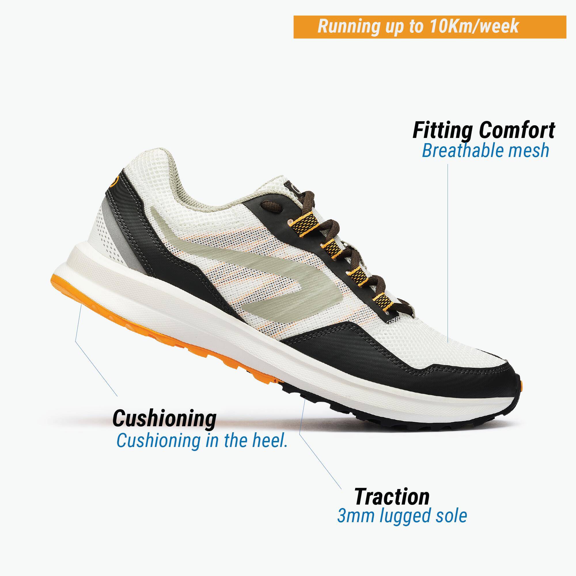 RUN ACTIVE GRIP Lightweight Cushioned Men Running Shoes max 10 km/wk - White -  2