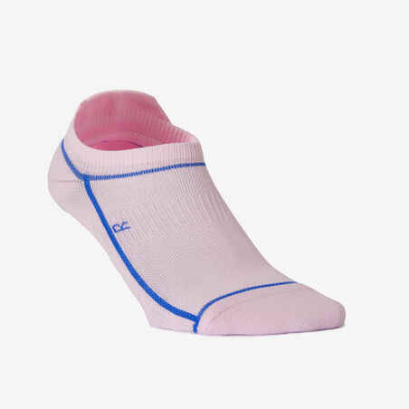 Fitness Cardio Training Invisible Socks Tri-Pack - Blue/Pink Print