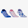Fitness Cardio Training Invisible Socks Tri-Pack - Blue/Pink Print