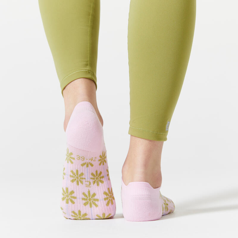 Calcetines Invisibles Estampados Verde Rosa Fitness Cardio Training x3