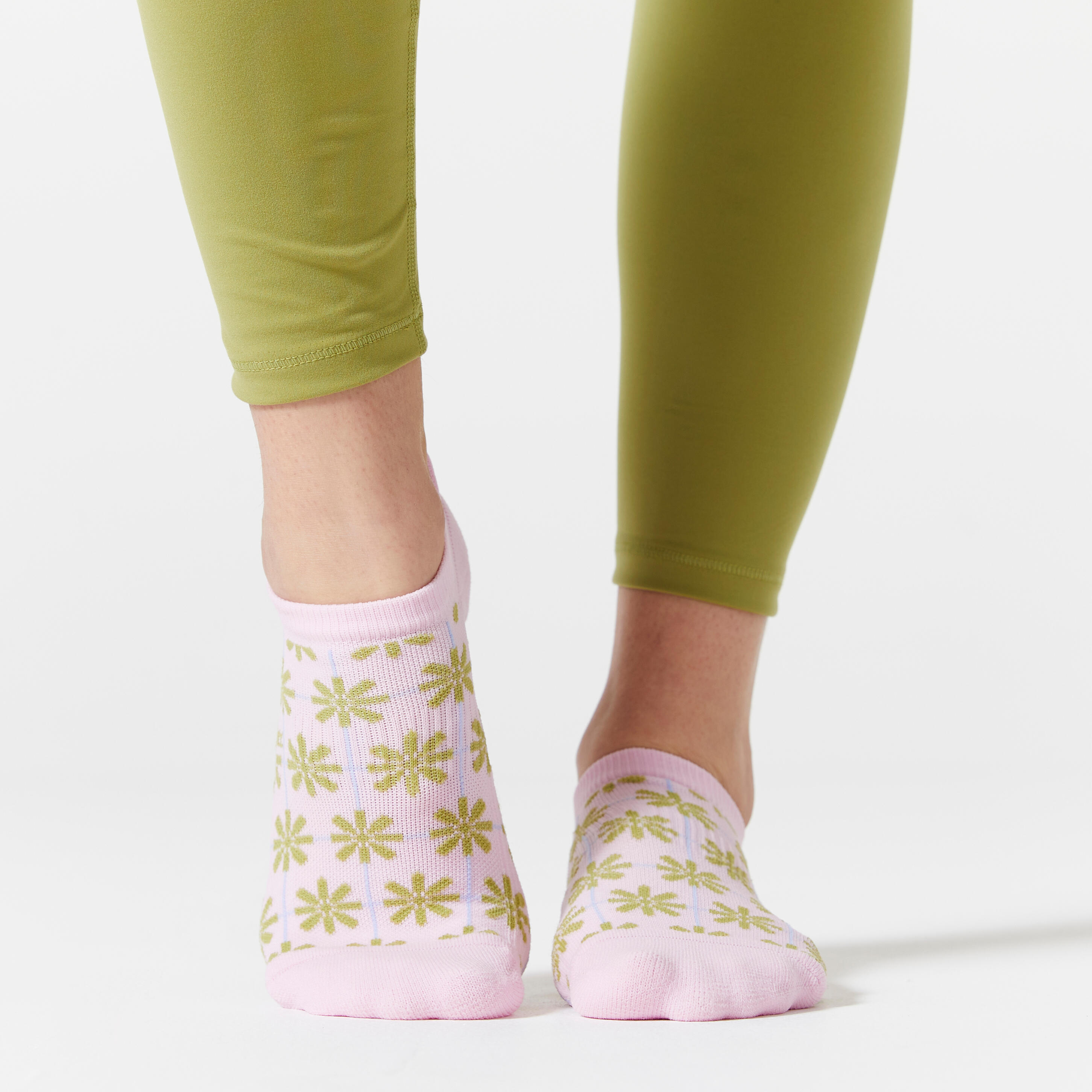 Meias Invisíveis de Fitness Estampado Verde/Rosa (3 Pares) 3/15