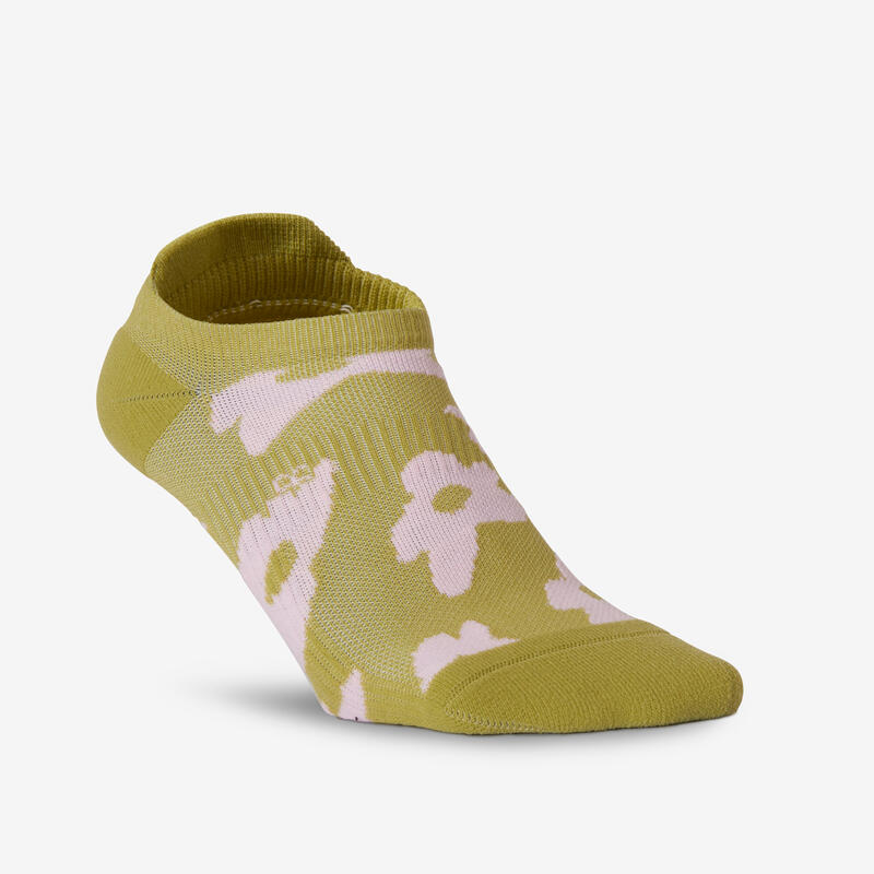 Onzichtbare sokken voor cardiofitness 3 paar met motief groen roze