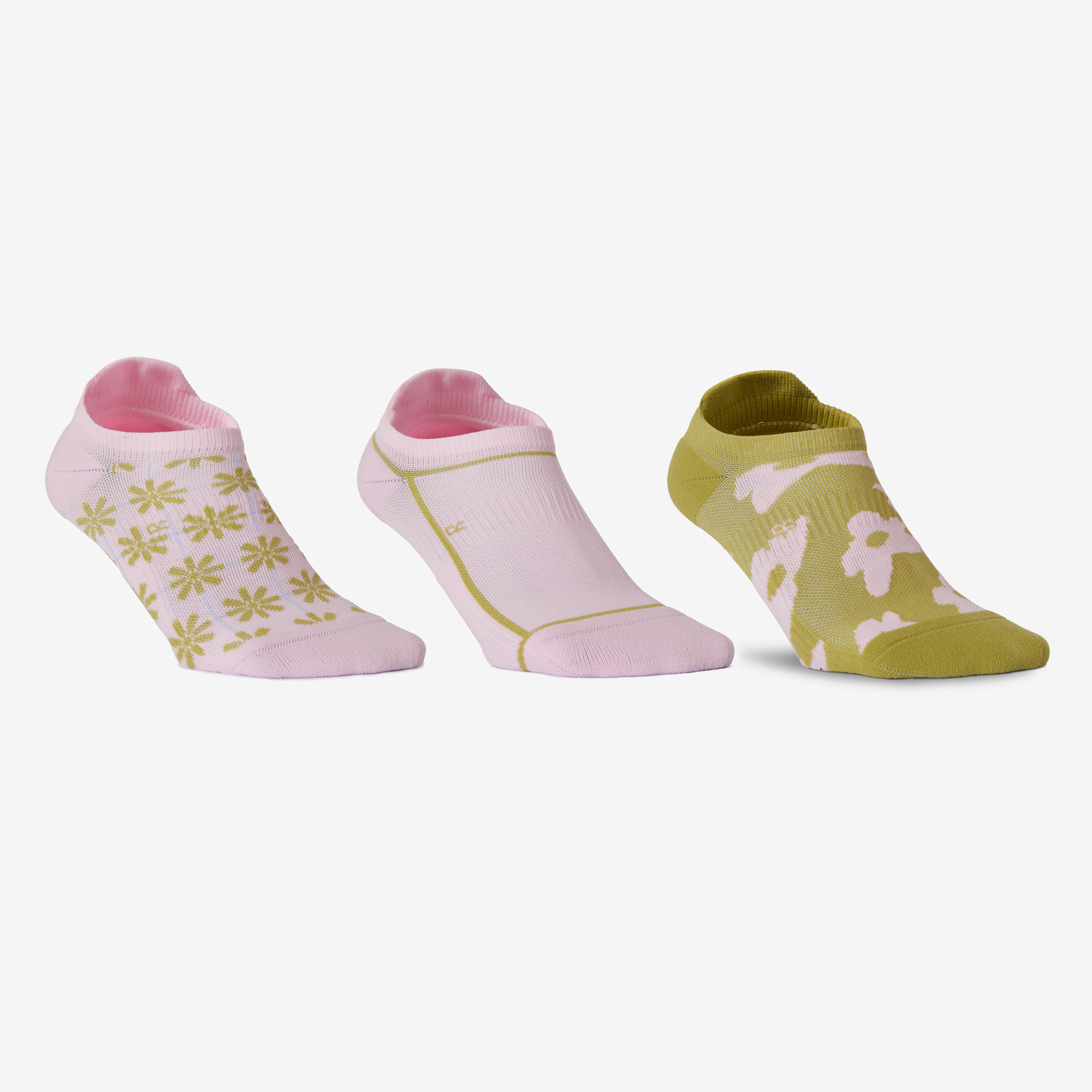 Chaussettes invisibles imprimees noires et blanches fitness cardio training x 3 DOMYOS Decathlon