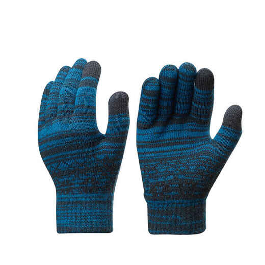 Handschuhe Kinder 4–14 Jahre Taktil Strickmaschen Winterwandern - SH100 blau/grau
