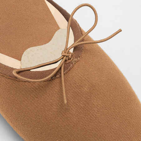 Split-Sole Stretch Canvas Demi-Pointe Ballet Shoes - Caramel