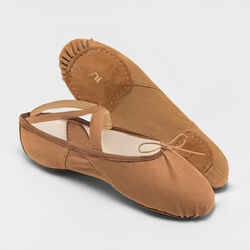 Split-Sole Stretch Canvas Demi-Pointe Ballet Shoes - Caramel