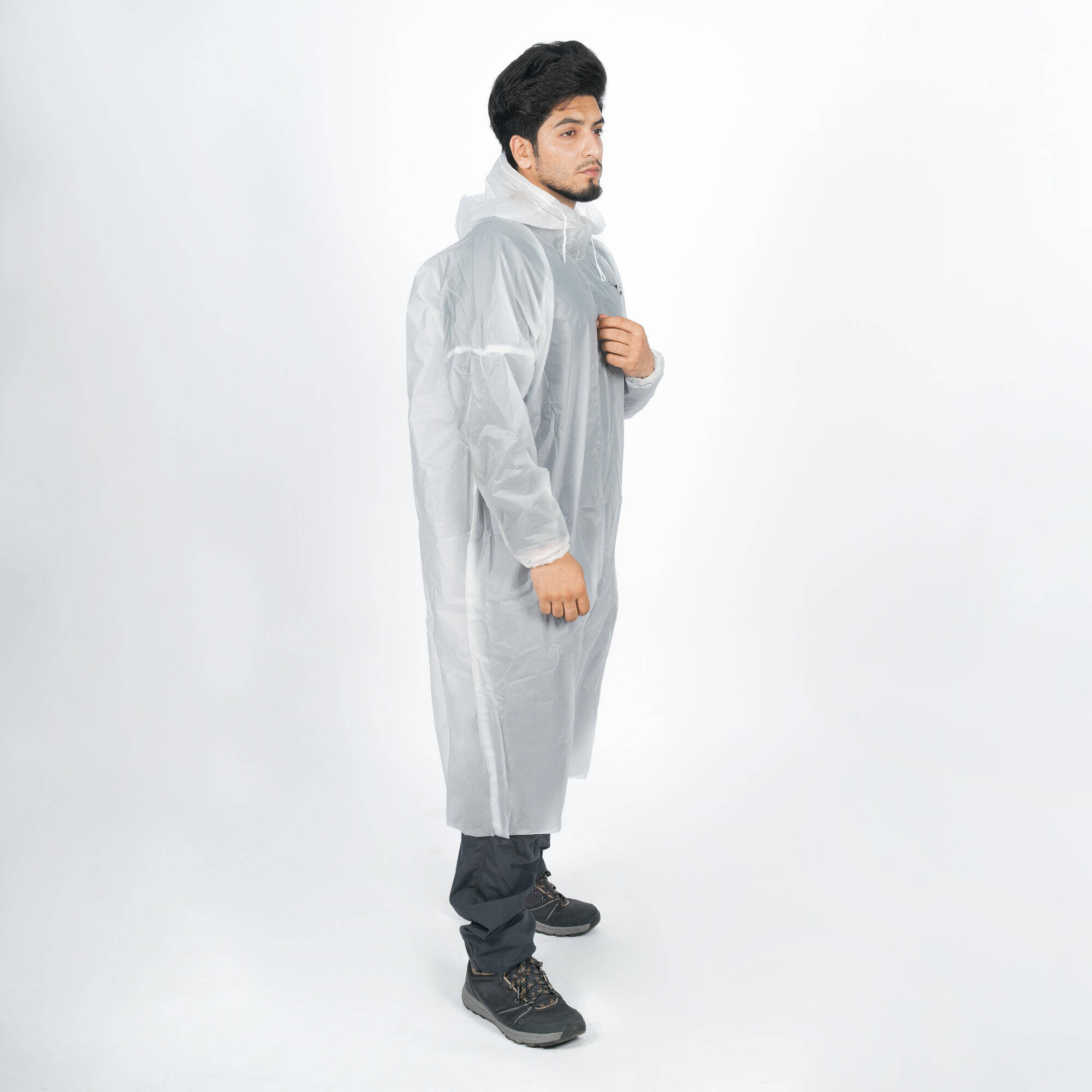 Adult Rain Pocket Poncho Transparent -  3